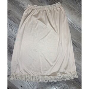 Vtg Lingerie Olga Secret Hug Half Slip Beige Small Lace Waist And Trim Nylon